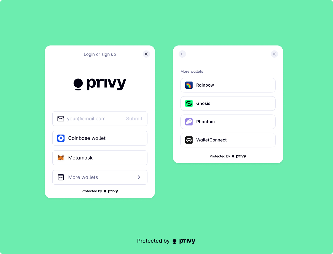 Privy wallet connectors in the login modal