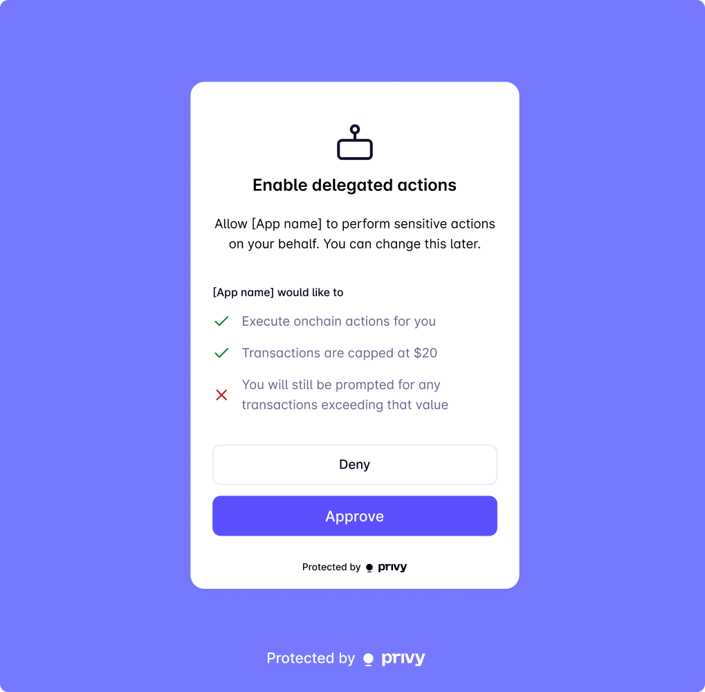 Sample delegated actions flow