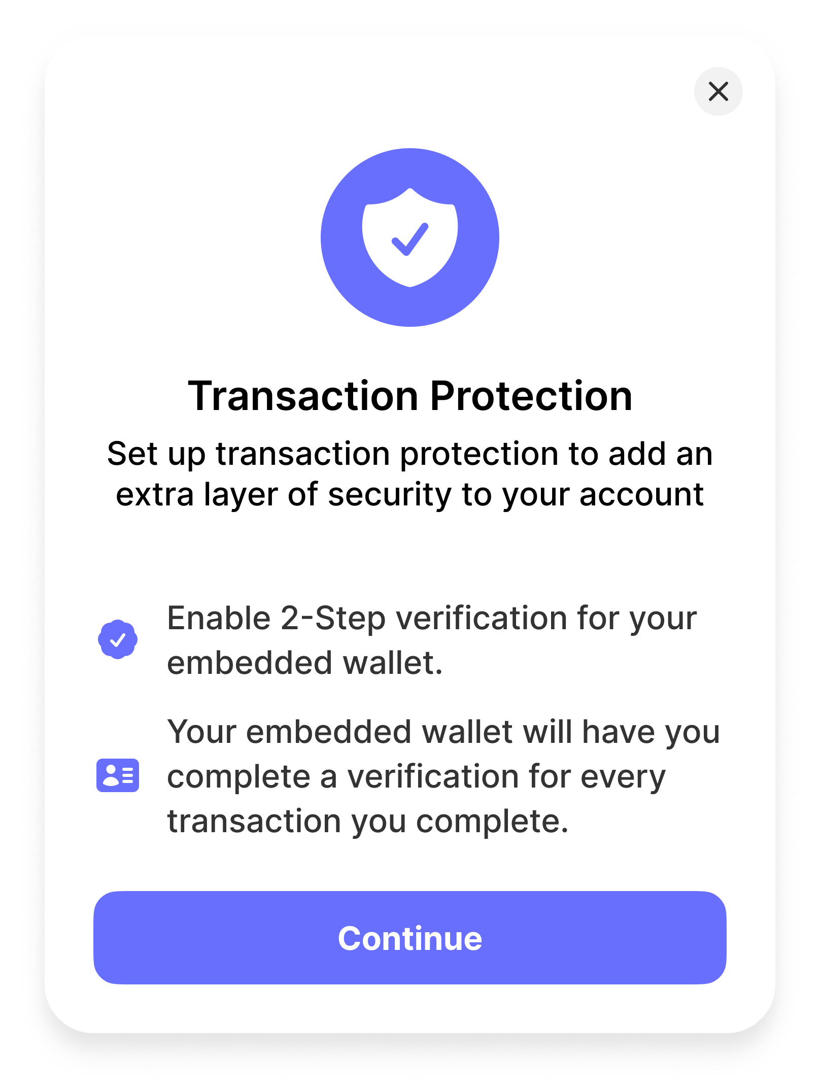 Using MFA to secure the embedded wallet